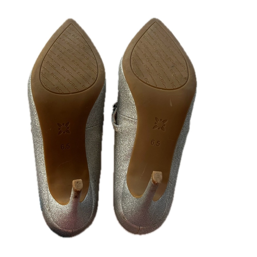 Y2k Bcbgeneration Silver Glitter Pointed Toe Heel… - image 3